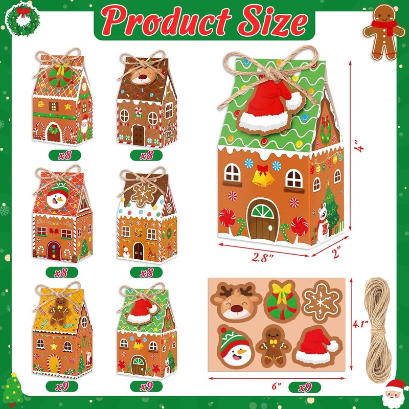 80UncleKimby 56Pcs Christmas Cookie Boxes Mini Gingerbread House Treat Box - Image 3